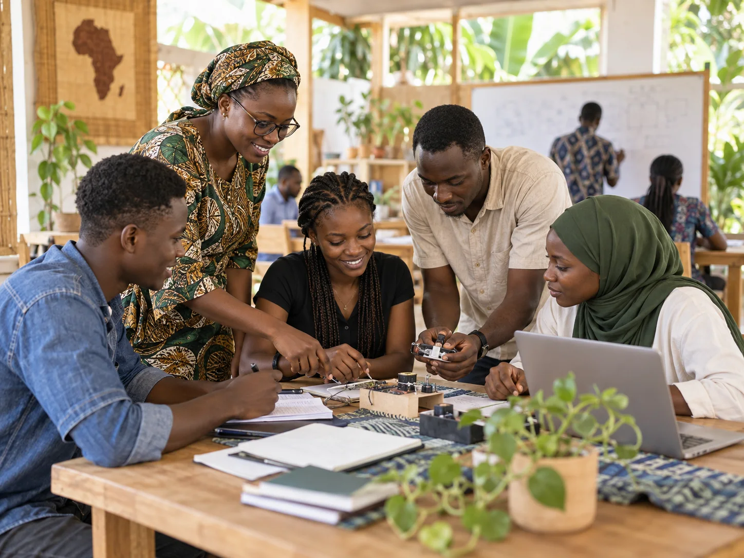 Jeunes et mentors travaillant ensemble lors d'une formation en Afrique